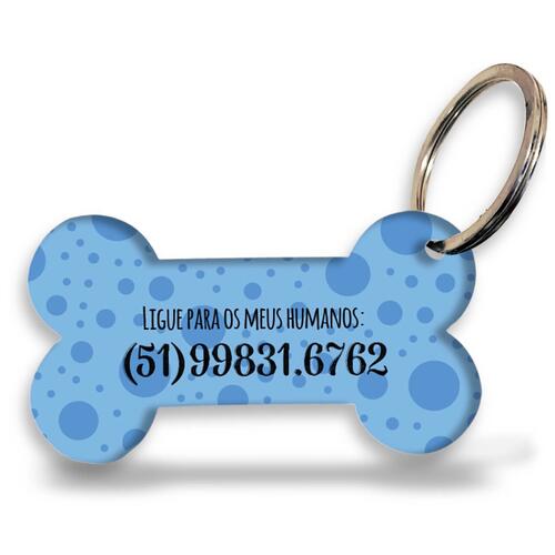 Placa de Identifica��o Personalizada com Telefone - Bolas Azuis