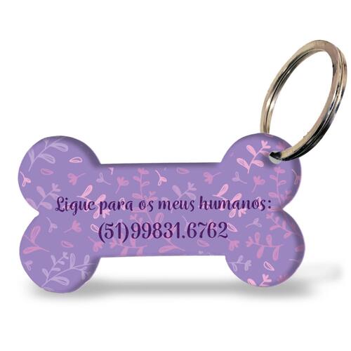 Placa de Identifica��o Personalizada com Telefone - Flores Roxas