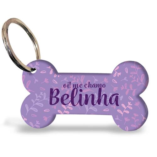 Placa de Identifica��o Personalizada com Telefone - Flores Roxas