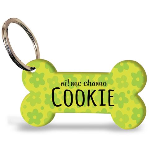 Placa de Identifica��o Personalizada com Telefone - Flores Verdes