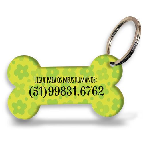 Placa de Identifica��o Personalizada com Telefone - Flores Verdes