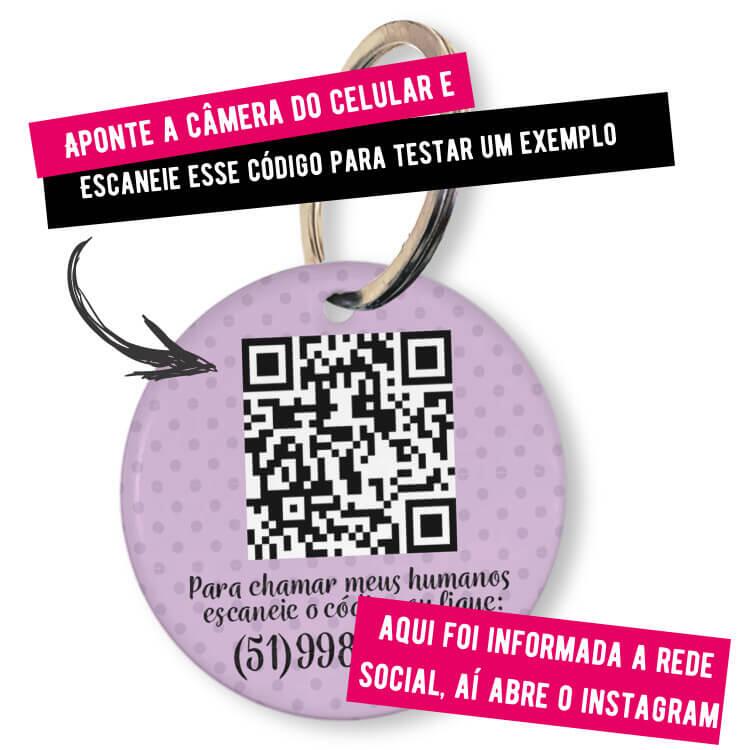 Placa de Identificação Personalizada com Telefone e QR Code - Lilás