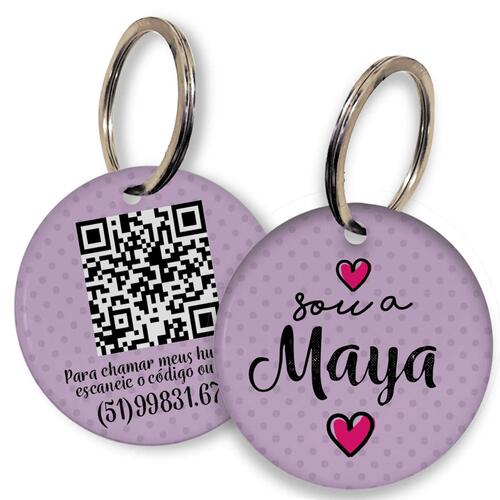 Placa de Identifica��o Personalizada com Telefone e QR Code - Lil�s