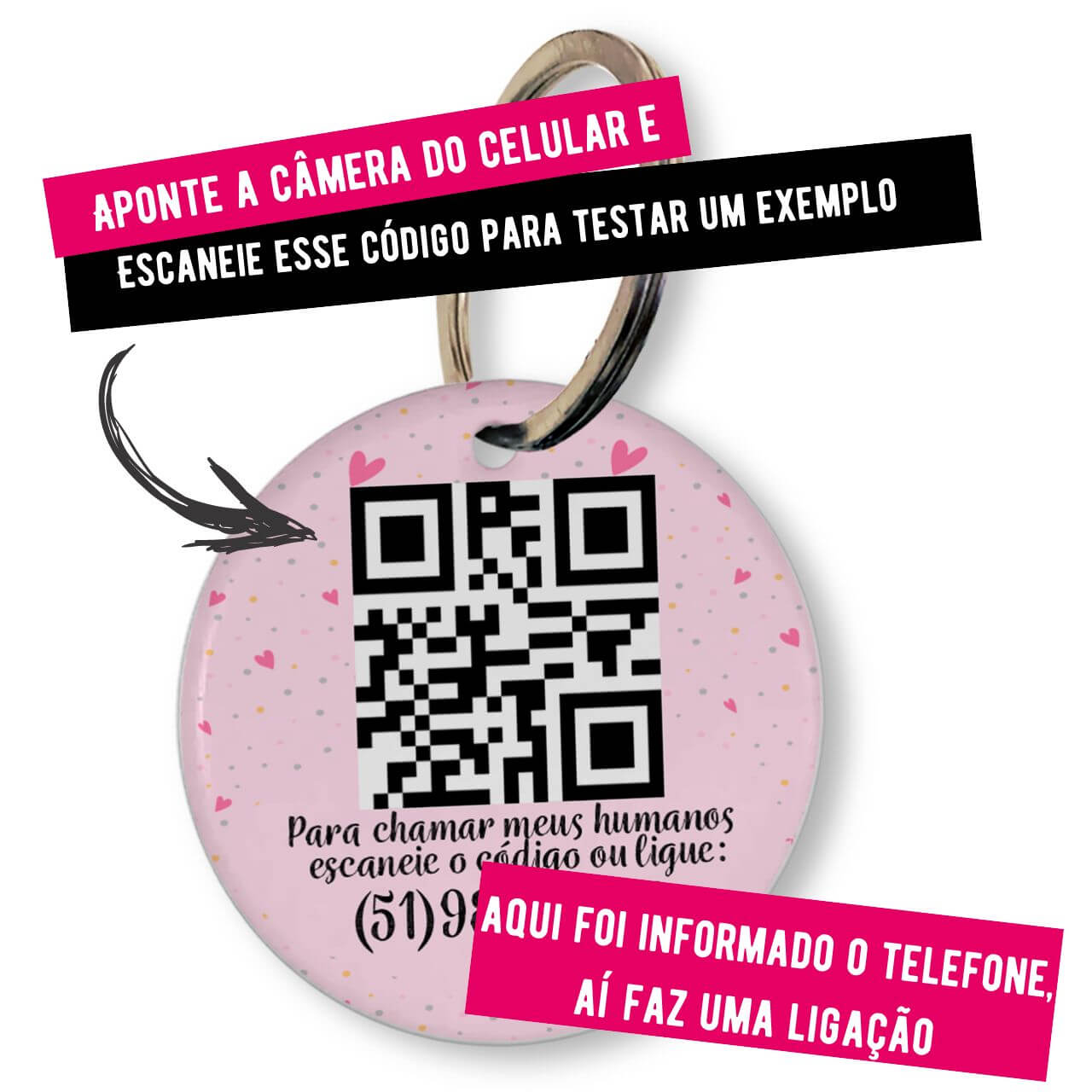 Placa de Identificação Personalizada com Telefone e QR Code - Princesa