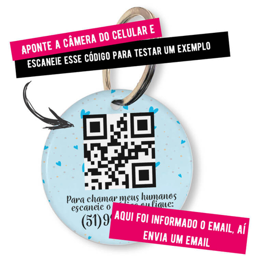 Placa de Identifica��o Personalizada com Telefone e QR Code - Pr�ncipe