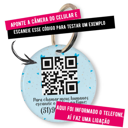 Placa de Identifica��o Personalizada com Telefone e QR Code - Pr�ncipe
