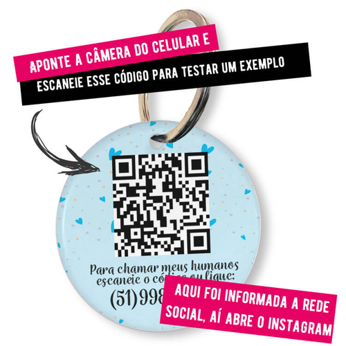 Placa de Identifica��o Personalizada com Telefone e QR Code - Pr�ncipe