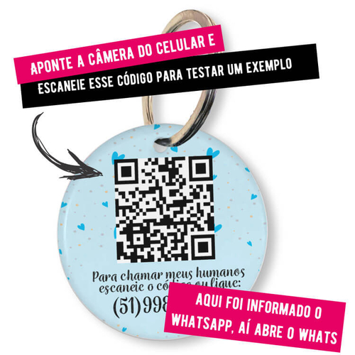 Placa de Identifica��o Personalizada com Telefone e QR Code - Pr�ncipe