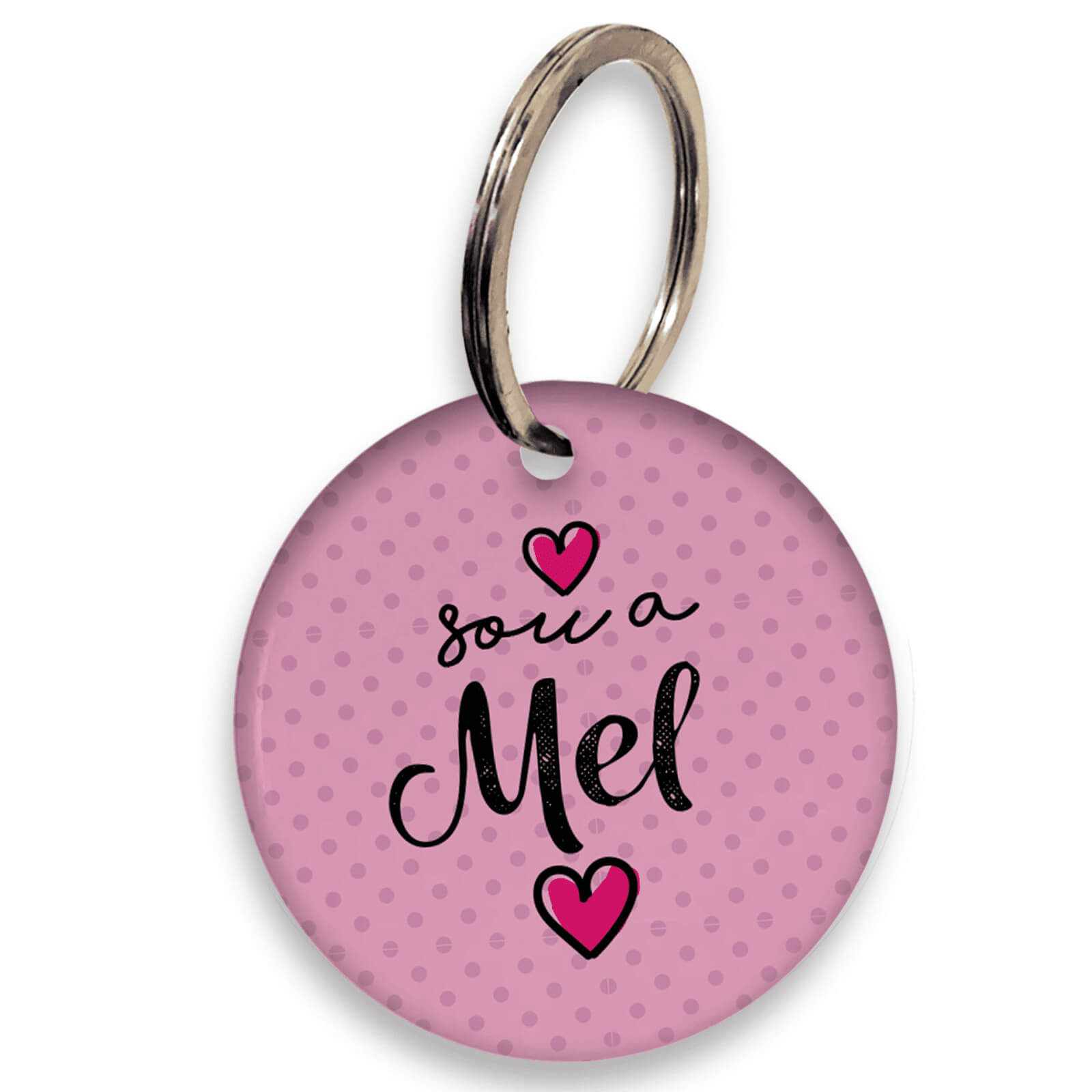 Placa de Identificação Personalizada com Telefone e QR Code - Rosa