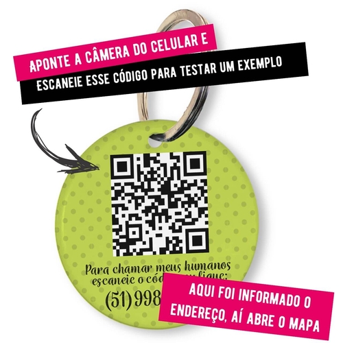 Placa de Identificação Personalizada com Telefone e QR Code - Verde