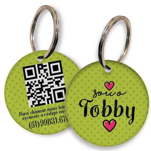Placa de Identifica��o Personalizada com Telefone e QR Code - Verde