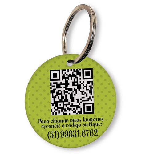 Placa de Identificação Personalizada com Telefone e QR Code - Verde