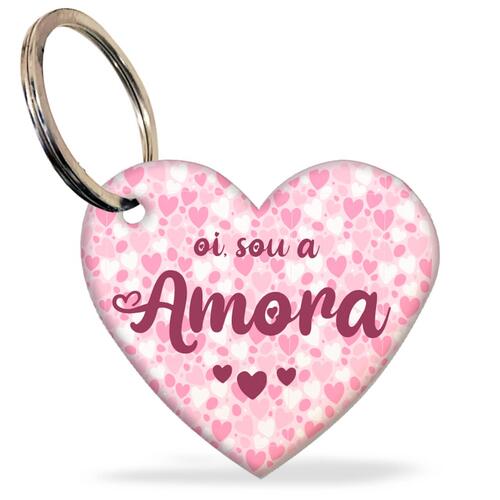 Placa de Identifica��o Personalizada - Formato de Cora��o - Rosa