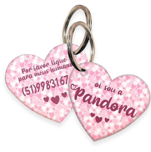 Placa de Identifica��o Personalizada - Formato de Cora��o - Rosa