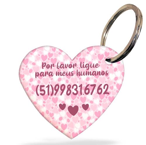 Placa de Identifica��o Personalizada - Formato de Cora��o - Rosa