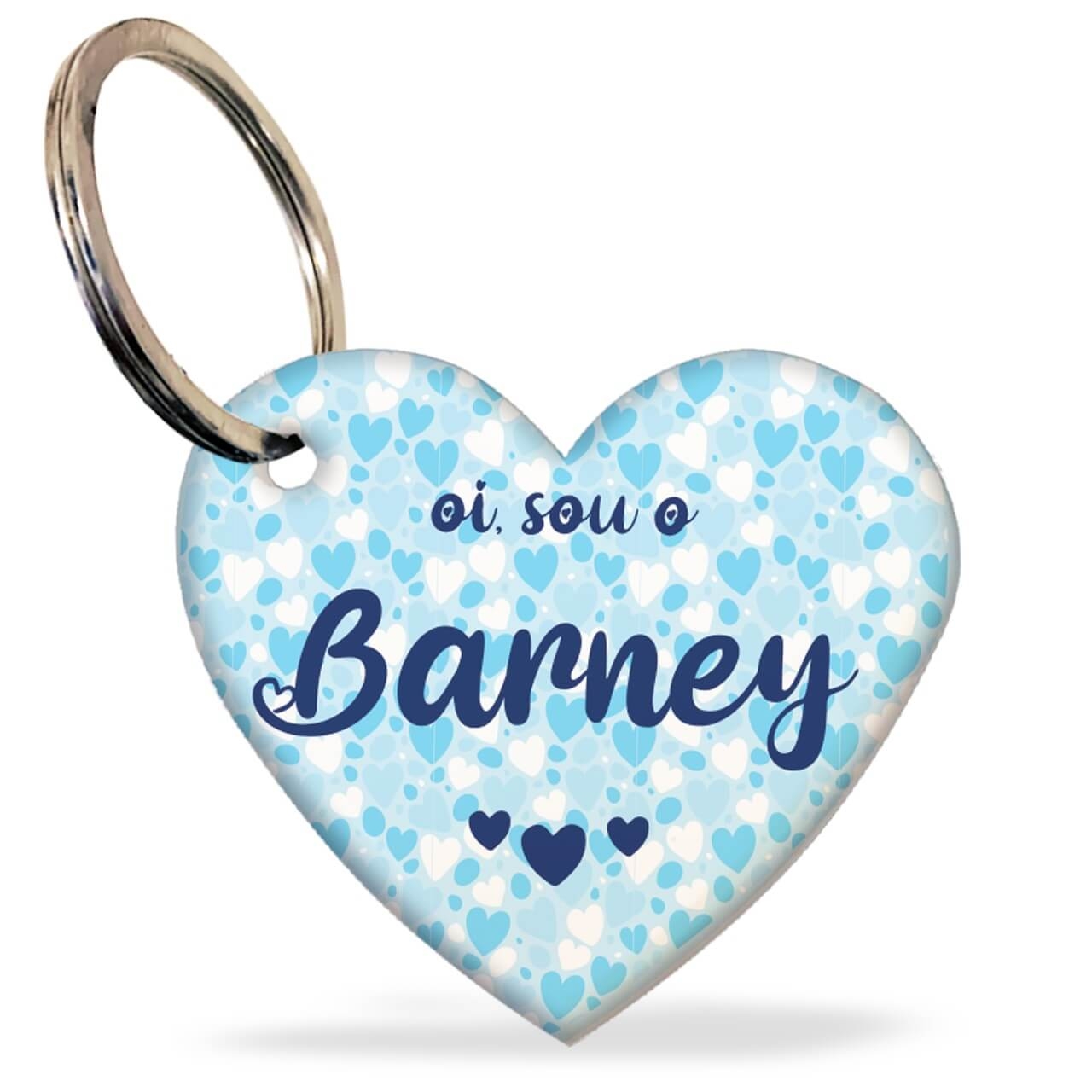 Placa de Identificação Personalizada - Formato de Coração - Azul