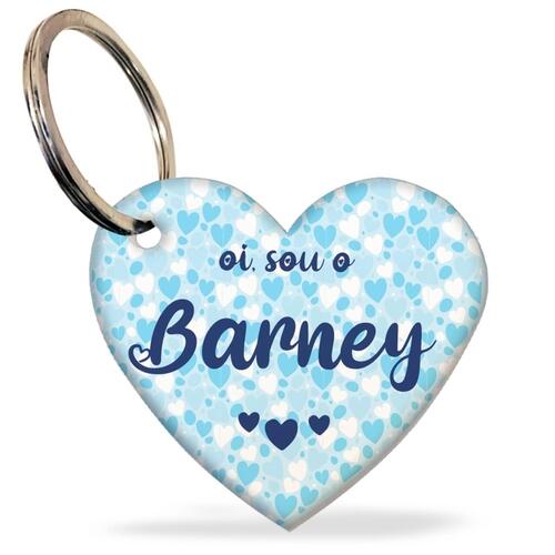 Placa de Identifica��o Personalizada - Formato de Cora��o - Azul