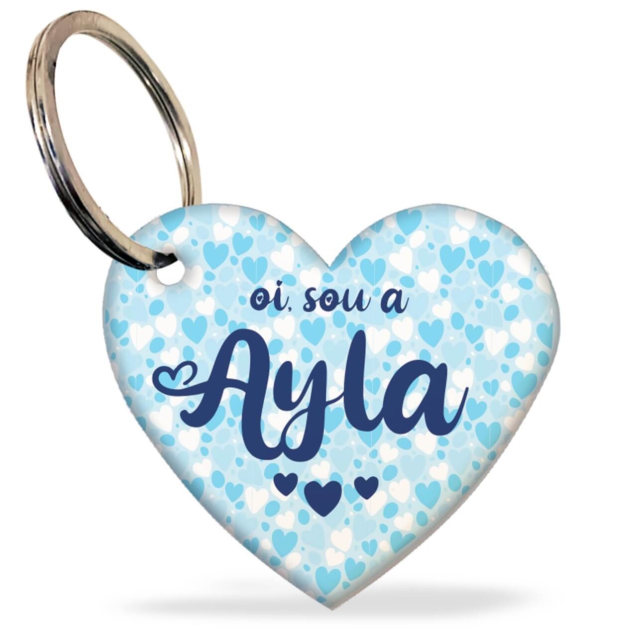 Placa de Identificação Personalizada - Formato de Coração - Azul