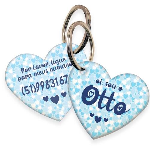 Placa de Identifica��o Personalizada - Formato de Cora��o - Azul