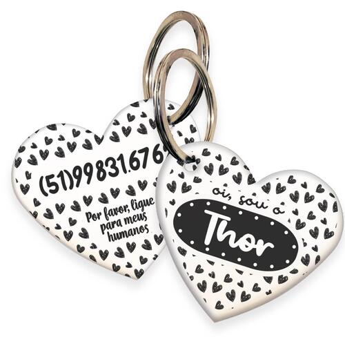 Placa de Identifica��o Personalizada - Formato de Cora��o - Eu tenho um Amor