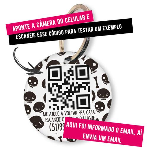 Placa de Identificação Personalizada com Telefone e QR Code - Caveiras