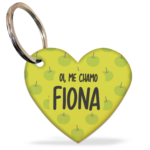 Placa de Identifica��o com Telefone e QR Code - Formato Cora��o - Ma��s Verdes