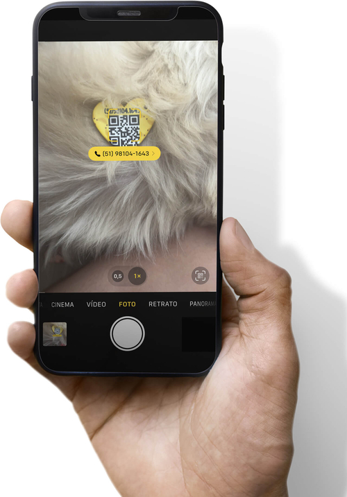 Placa de Identifica��o com Telefone e QR Code - Formato Cora��o - Morangos