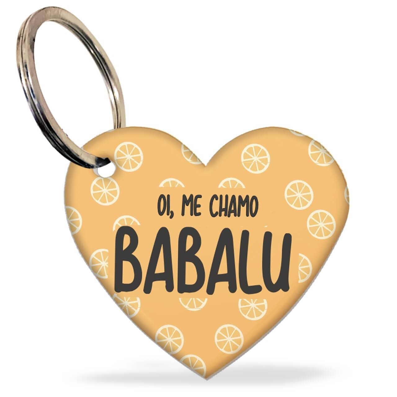 Placa de Identificação com Telefone e QR Code - Formato Coração - Laranjas