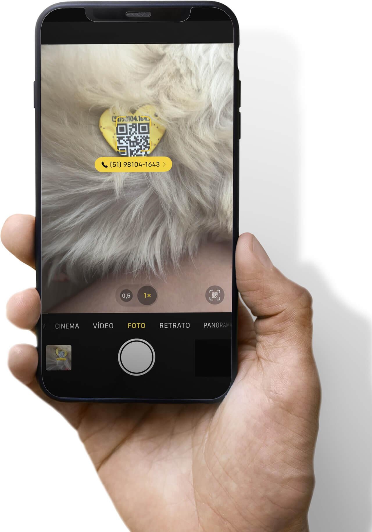 Placa de Identificação com Telefone e QR Code - Formato Coração - Laranjas