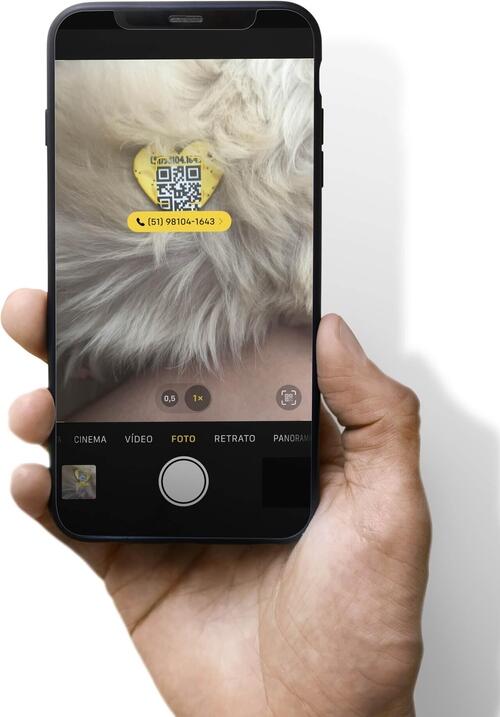Placa de Identifica��o com Telefone e QR Code - Formato Cora��o - Laranjas