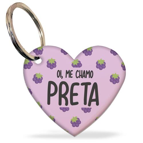 Placa de Identifica��o com Telefone e QR Code - Formato Cora��o - Amoras