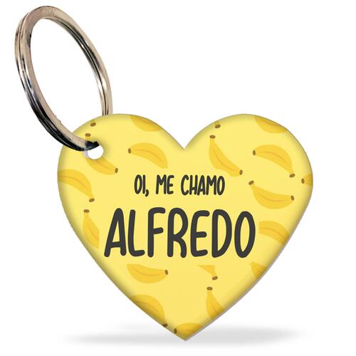 Placa de Identificação com Telefone e QR Code - Formato Coração - Bananas