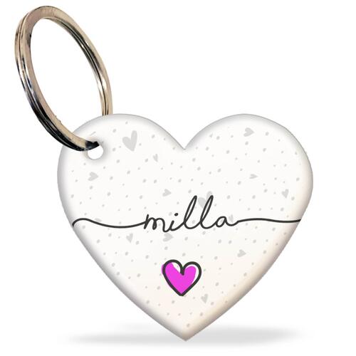 Placa de Identifica��o com Telefone e QR Code - Formato Cora��o - Cole��o Patinha