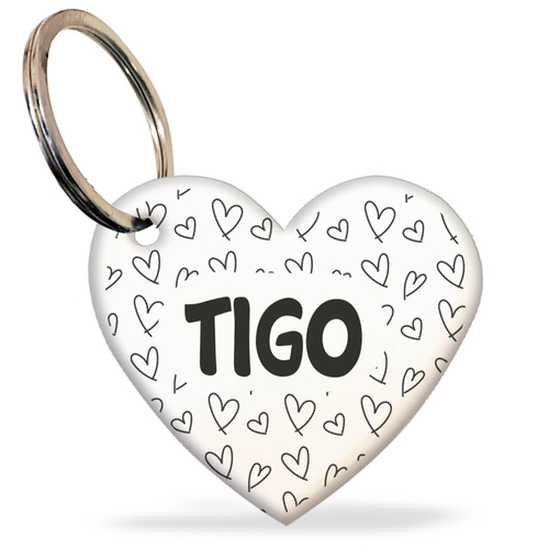 Placa de Identifica��o com Telefone e QR Code - Formato Cora��o - Cora��es P&B