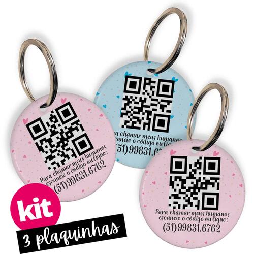 Kit 3 Placas de Identifica��o com QR Code e Telefone - Pr�ncipe e Princesa