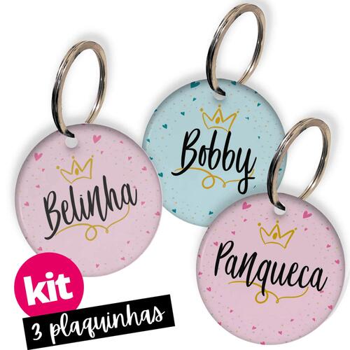 Kit 3 Placas de Identifica��o com QR Code e Telefone - Pr�ncipe e Princesa
