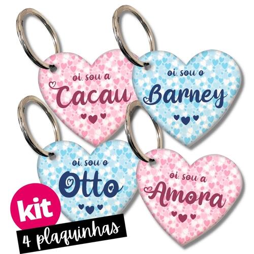 Kit 4 Placas de Identifica��o com Telefone - Rosa e/ou Azul