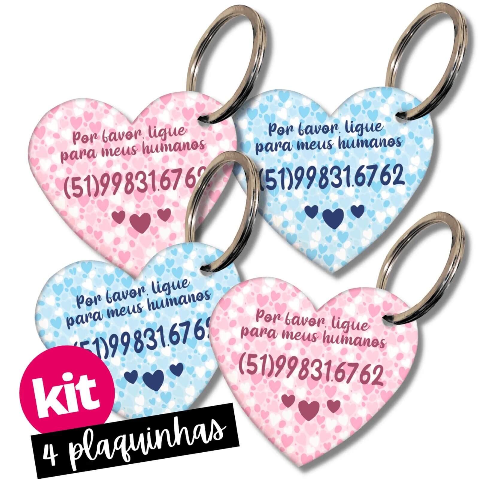 Kit 4 Placas de Identificação com Telefone - Rosa e/ou Azul