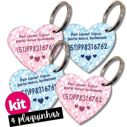 Kit 4 Placas de Identifica��o com Telefone - Rosa e/ou Azul