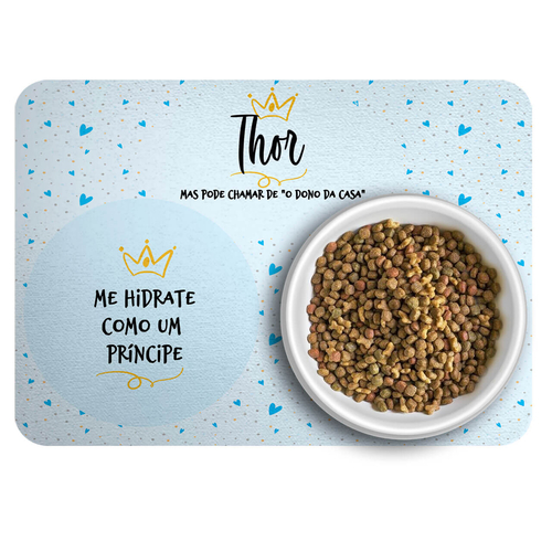 Kit Para o Pet Pr�ncipe: Bandana + Plaquinha + Tapete para Refei��es