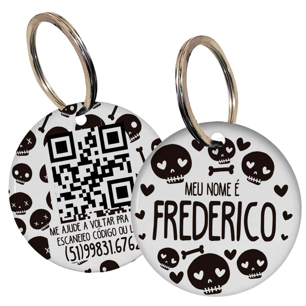 Kit Personalizado - Bandana + Plaquinha com QR Code - Caveiras