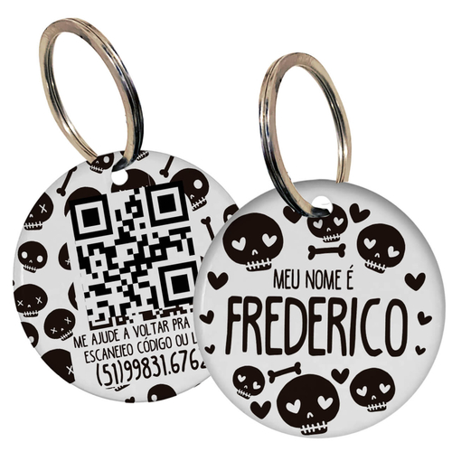 Kit Personalizado - Bandana + Plaquinha com QR Code - Caveiras