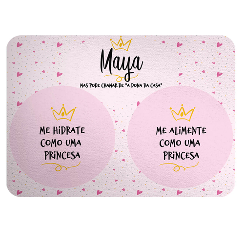 Kit Para o Pet Princesa: Bandana + Plaquinha + Tapete para Refeições