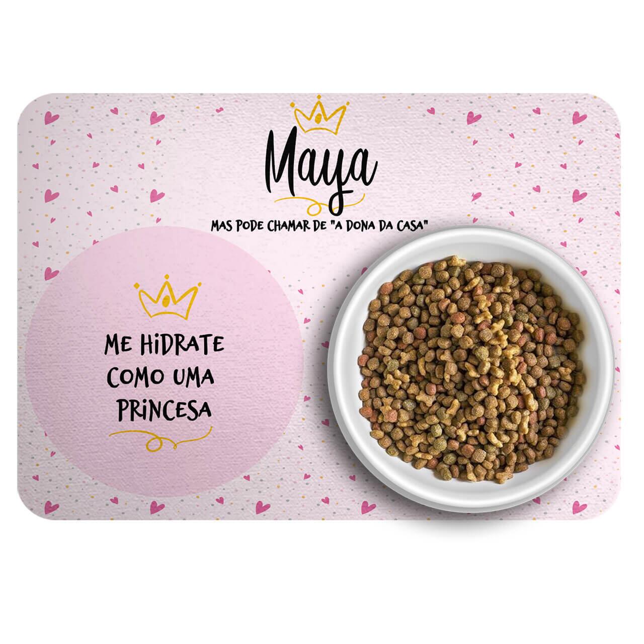 Kit Para o Pet Princesa: Bandana + Plaquinha + Tapete para Refeições