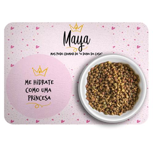 Kit Para o Pet Princesa: Bandana + Plaquinha + Tapete para Refeições