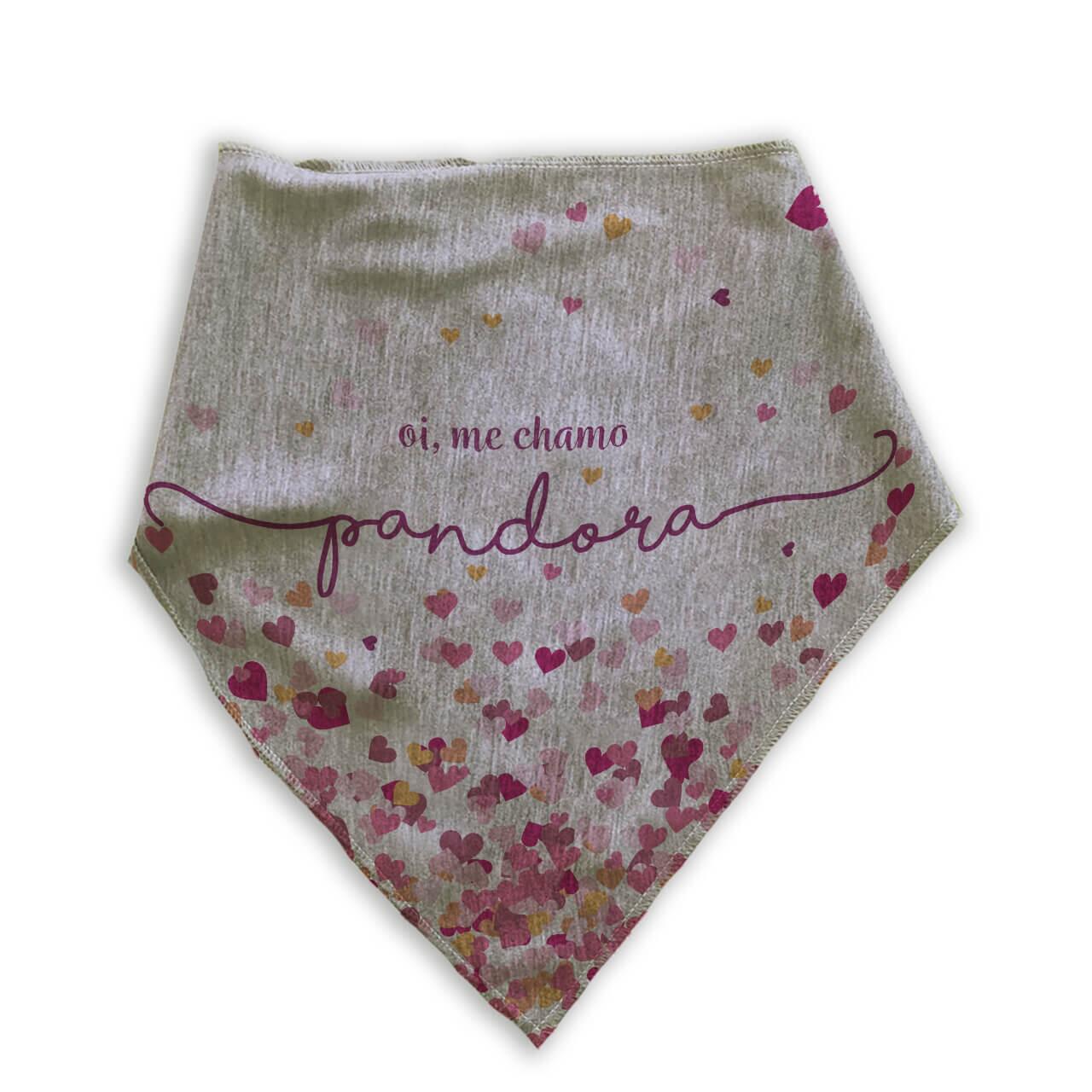 Kit Personalizado - Bandana + Plaquinha com QR Code - Corações Rosa