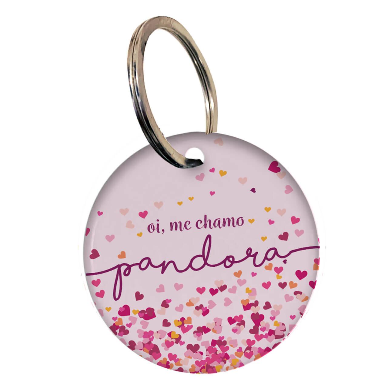 Kit Personalizado - Bandana + Plaquinha com QR Code - Corações Rosa