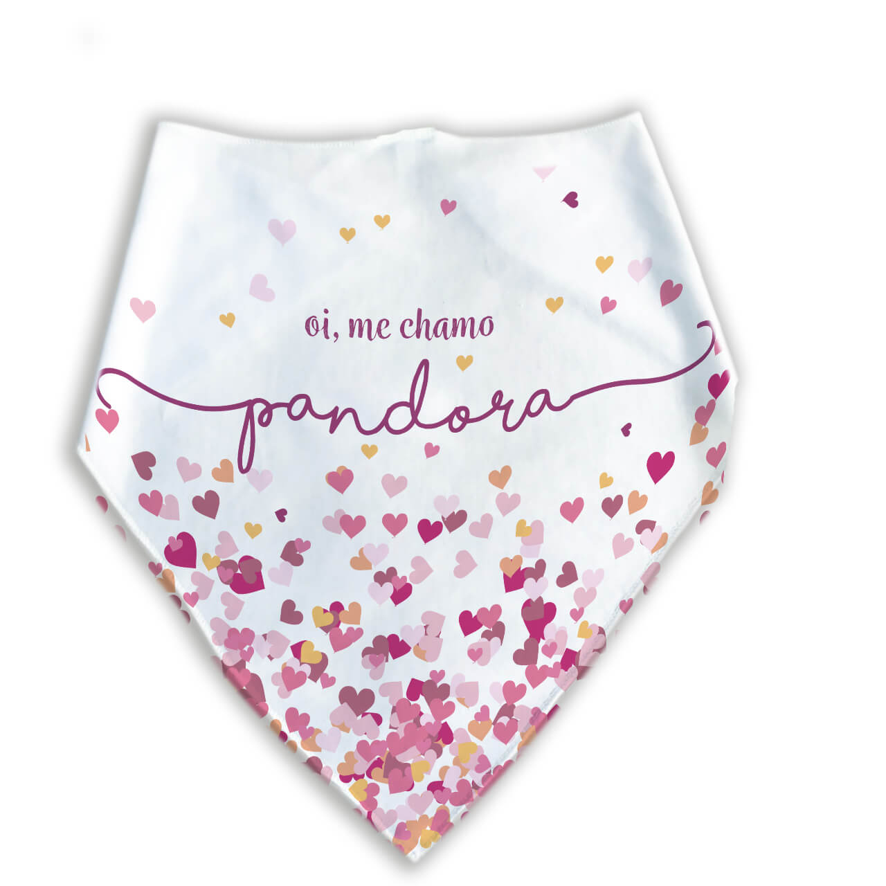 Kit Para o Pet Corações Rosas: Bandana + Plaquinha + Tapete para Refeições