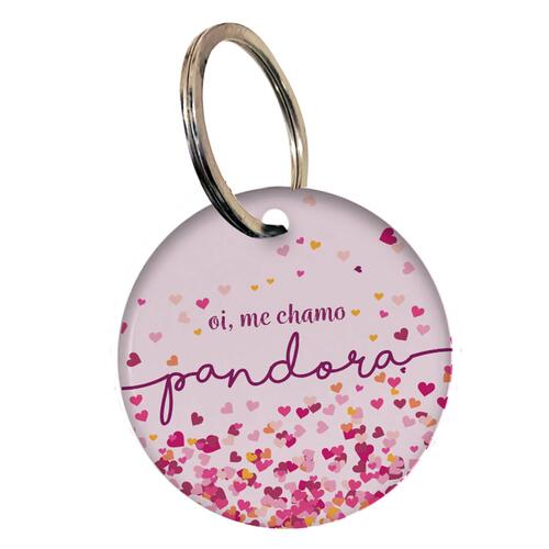 Kit Para o Pet Corações Rosas: Bandana + Plaquinha + Tapete para Refeições