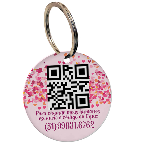 Kit Para o Pet Corações Rosas: Bandana + Plaquinha + Tapete para Refeições